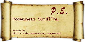 Podwinetz Surány névjegykártya